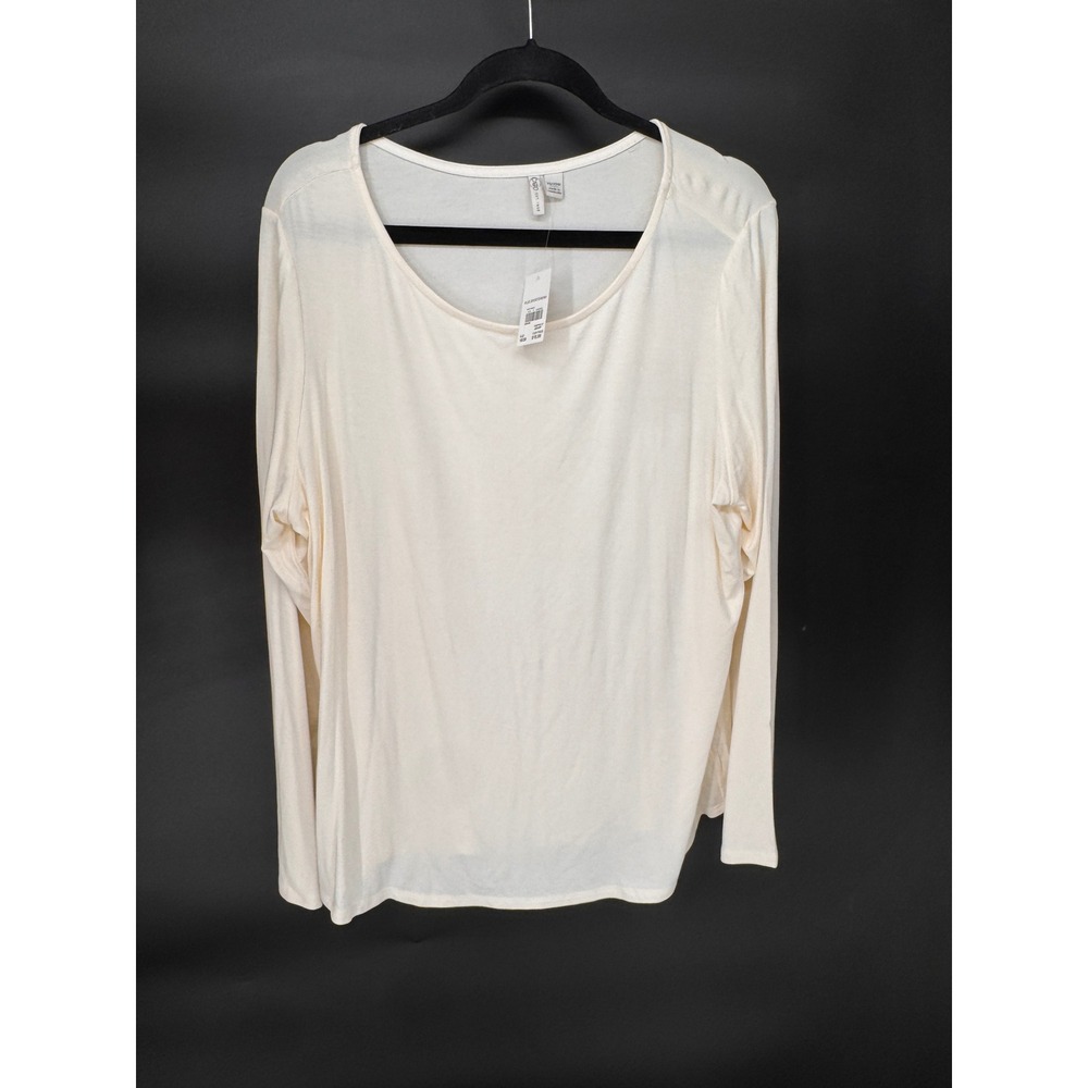Cato Top Women 18/20 Ivory NWT Long Sleeve Scoop Neck Plus Sportswear